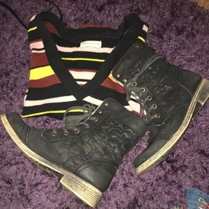 Black combat boots
